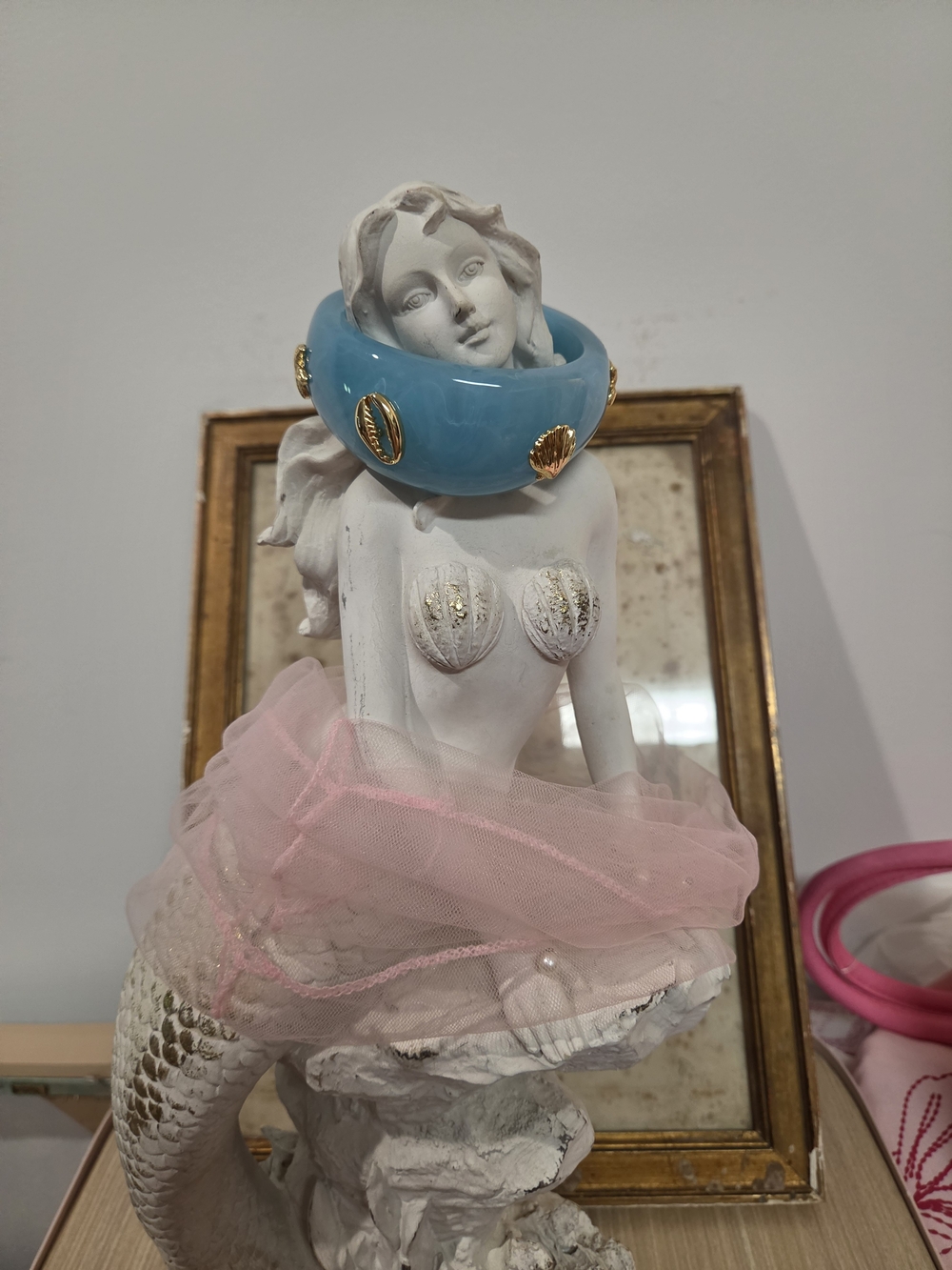 House of Harlow 1960 Blue Resin Bangle with Gold Beach Accent Charms